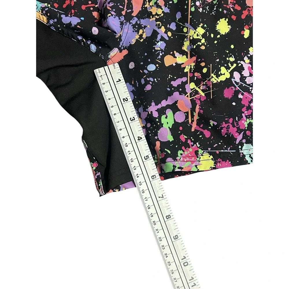 Tachuntfish THF Athletic Shorts Neon Paint  Splatter Men's Large Performance Gym
